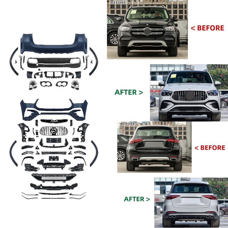 Car Craft Compatible With Mercedes Benz Gle W167 2019-2024 Upgrade Convert To Gle53 Amg Bodykit Front Rear Bumper Grill Diffuser Exhaust Tip Pipe Skirt Trim Wheel Arch Gc W167-029