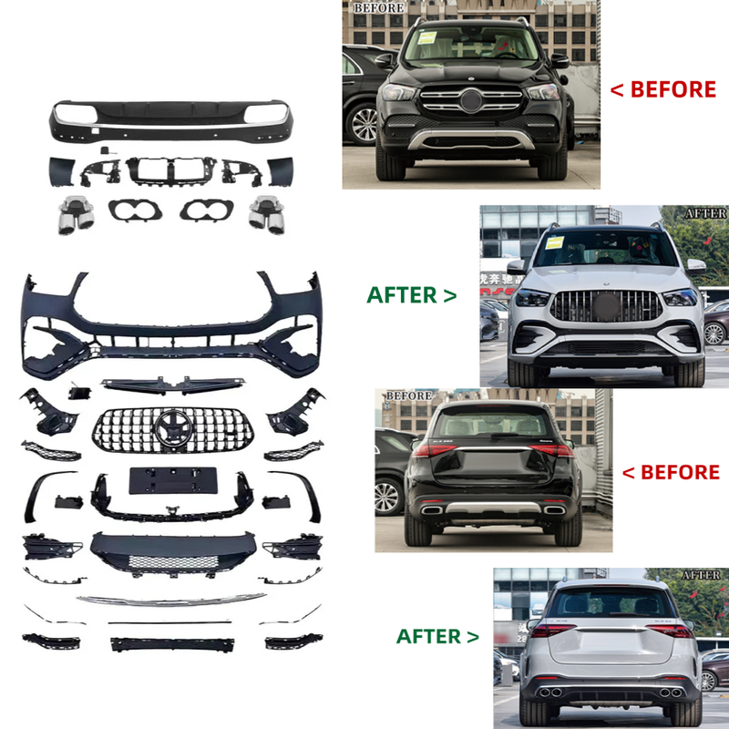 Car Craft Compatible With Mercedes Benz Gle W167 2019-2024 Upgrade Convert To Gle53 Amg Bodykit Front Bumper Grill Diffuser Exhaust Tip Pipe Skirt Trim Wheel Arch