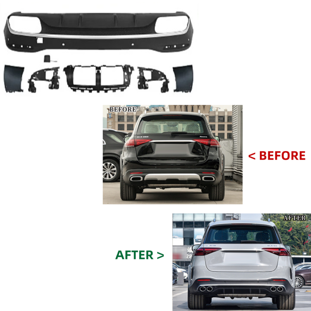 Car Craft Compatible With Mercedes Benz Gle W167 2019-2024 Upgrade Convert To Gle53 Amg Bodykit Rear Bumper After Lip Diffuser