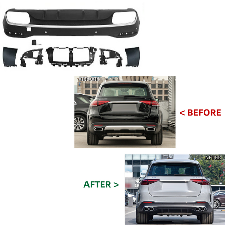 Car Craft Compatible With Mercedes Benz Gle W167 2019-2024 Upgrade Convert To Gle53 Amg Bodykit Rear Bumper After Lip Diffuser