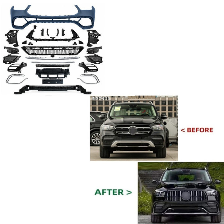 Car Craft Compatible With Mercedes Benz Gle W167 C167 Coupe 2019-2024 Upgrade Convert To Gle63 Amg Bodykit Front Bumper Skirt Trim Gc W167/c167-003