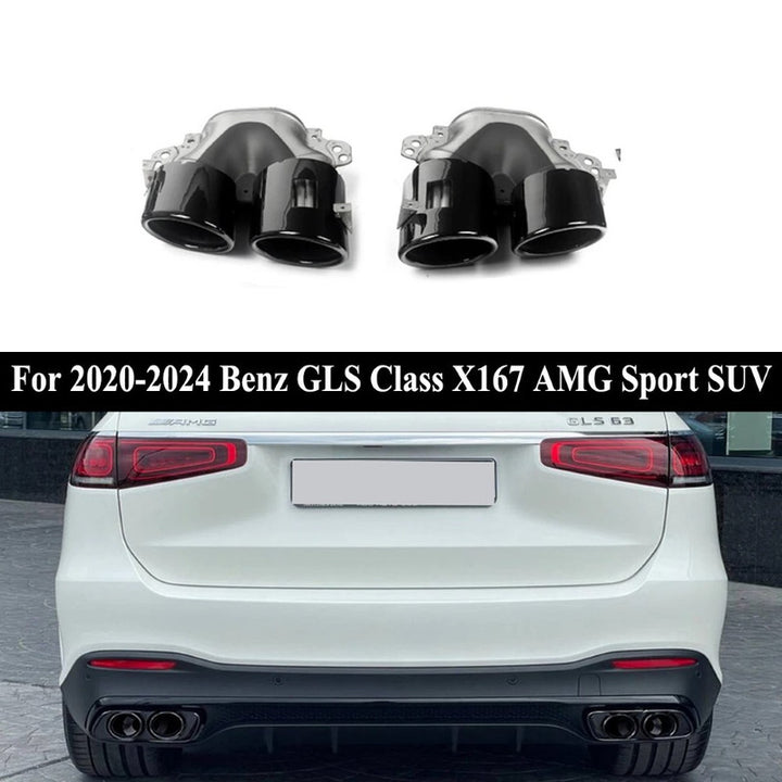 Car Craft Compatible With Mercedes Benz Gls Gle W167 X167 2019-2025 Amg Exhaust Tip Pipe Dual Round Black Gc W167-016 - CAR CRAFT INDIA
