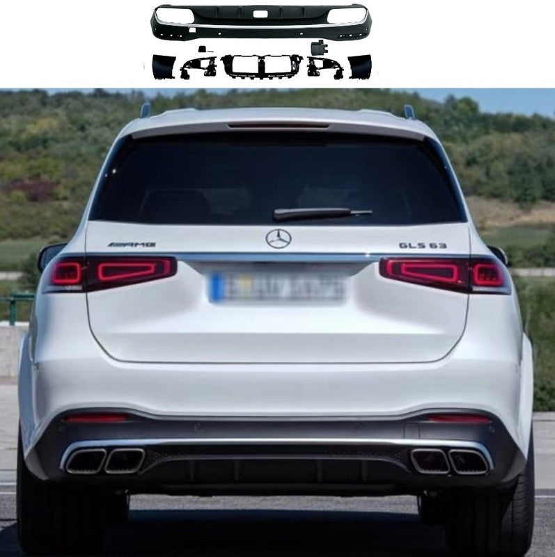 Car Craft Compatible With Mercedes Benz Gls W167 X167 2019-2025 Amg Rear Bumper Upgrade Convert To E63 Amg After Rear Lip Diffuser Black With Hole Gc X167-006 - CAR CRAFT INDIA