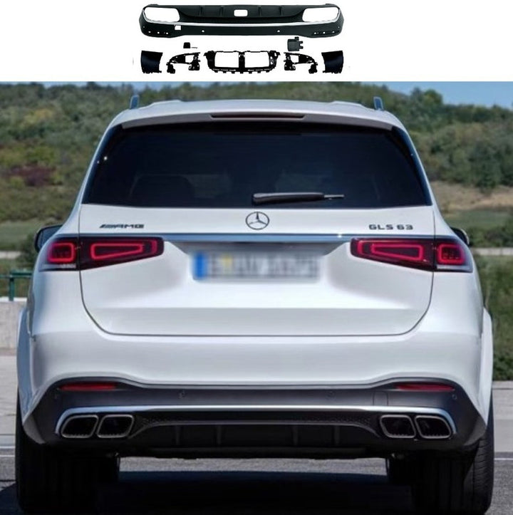 Car Craft Compatible With Mercedes Benz Gls W167 X167 2019-2025 Amg Rear Bumper Upgrade Convert To E63 Amg After Rear Lip Diffuser Black With Hole Gc X167-006 - CAR CRAFT INDIA