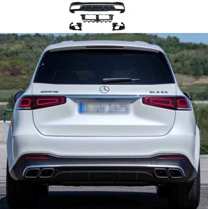 Car Craft Compatible With Mercedes Benz Gls W167 X167 2019-2025 Amg Rear Bumper Upgrade Convert To E63 Amg After Rear Lip Diffuser Black Gc X167-004 - CAR CRAFT INDIA