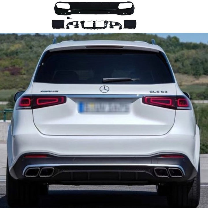Car Craft Compatible With Mercedes Benz Gls W167 X167 2019-2025 Amg Rear Bumper Upgrade Convert To E63 Amg After Rear Lip Diffuser Silver Gc X167-003