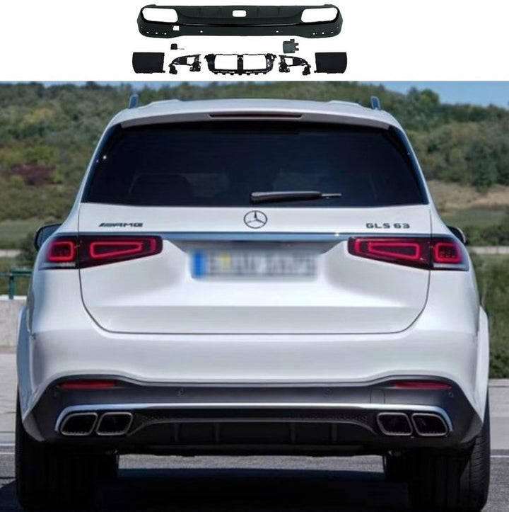 Car Craft Compatible With Mercedes Benz Gls W167 X167 2019-2025 Amg Rear Bumper Upgrade Convert To E63 Amg After Rear Lip Diffuser Silver With Hole Gc X167-005 - CAR CRAFT INDIA