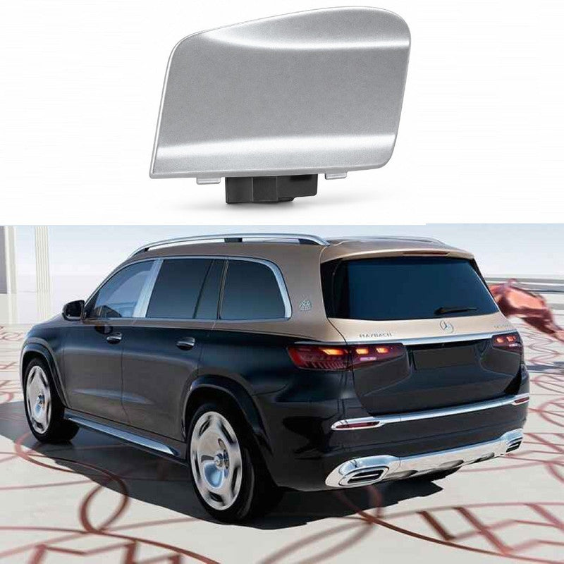 Car Craft Compatible With Mercedes Benz Gls W167 X167 2019-2024 Upgrade Facelift Convert To Gls Maybach Style Rear Bumper Tow Towing Cover Chrome Silver