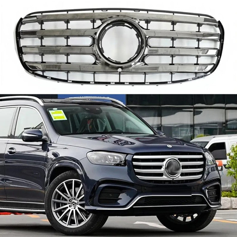Car Craft Compatible With Mercedes Benz Gls Class W167 X167 2023-2026 Front Bumper Show Grill Standard Silver