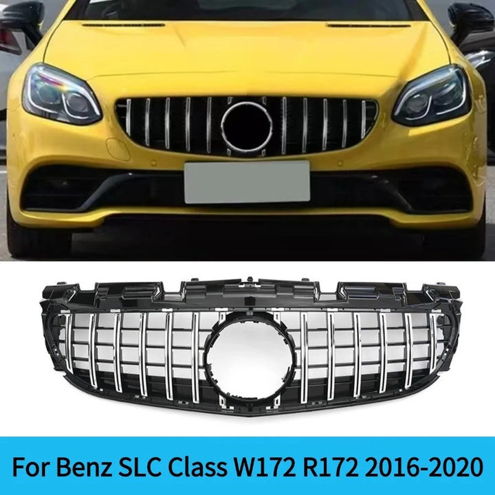Car Craft Compatible With Mercedes Benz Slc W172 2016-2016 Front Bumper Show Grill Amg Gt Gtr Silver Chrome