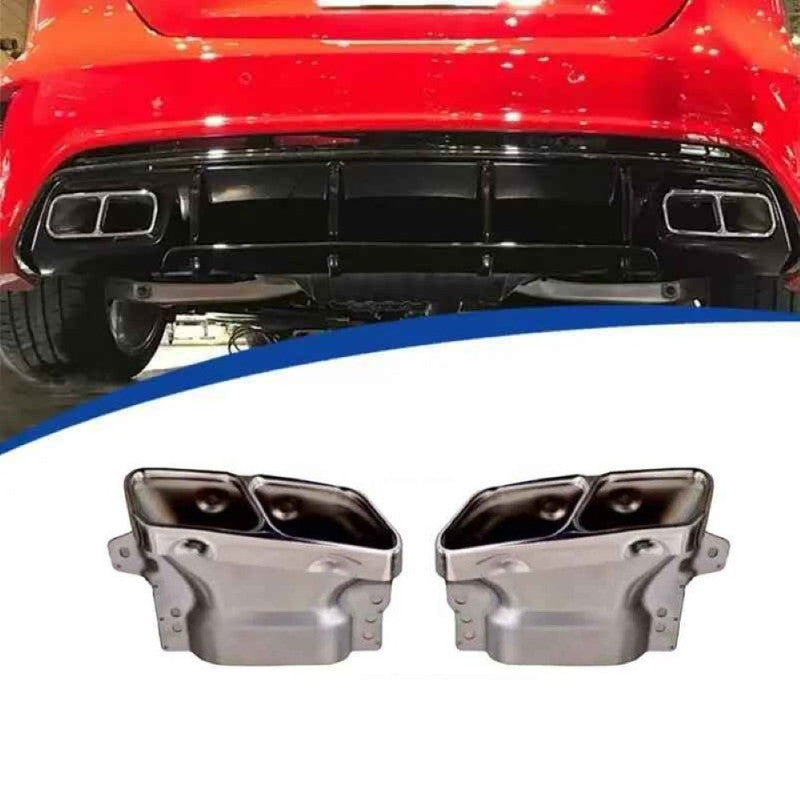 Car Craft Compatible With Mercedes Benz A Class W176 2012-2016 Rear Bumper Upgrade Convert To Amg Amg45 Exhaust Tip Pipe Silver Chrome W176-011