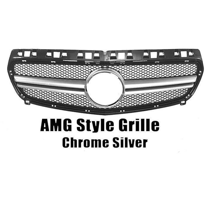 Car Craft Compatible With Mercedes Benz A Class W176 2012-2016 Front Bumper Amg Show Grill Amg Silver