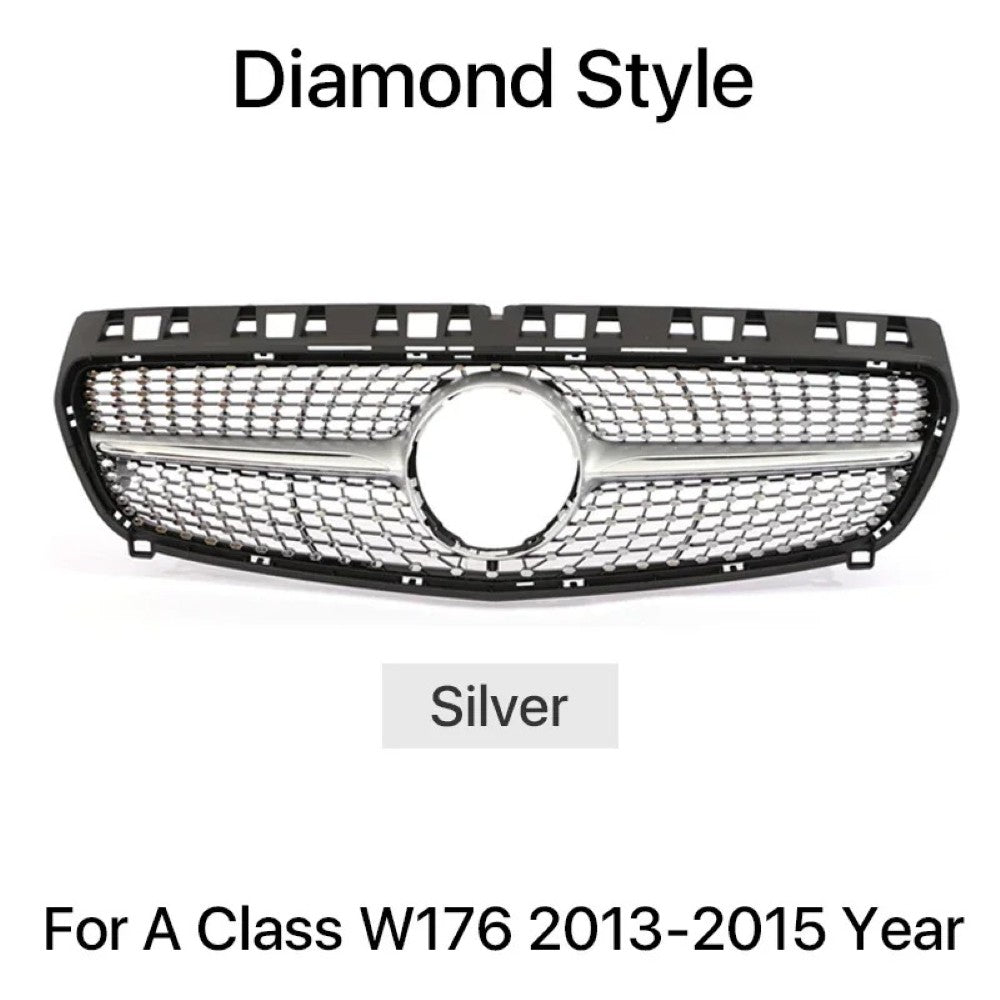 Car Craft Compatible With Mercedes Benz A Class W176 2012-2016 Front Bumper AMG Show Grill Diamond Silver CC-1699