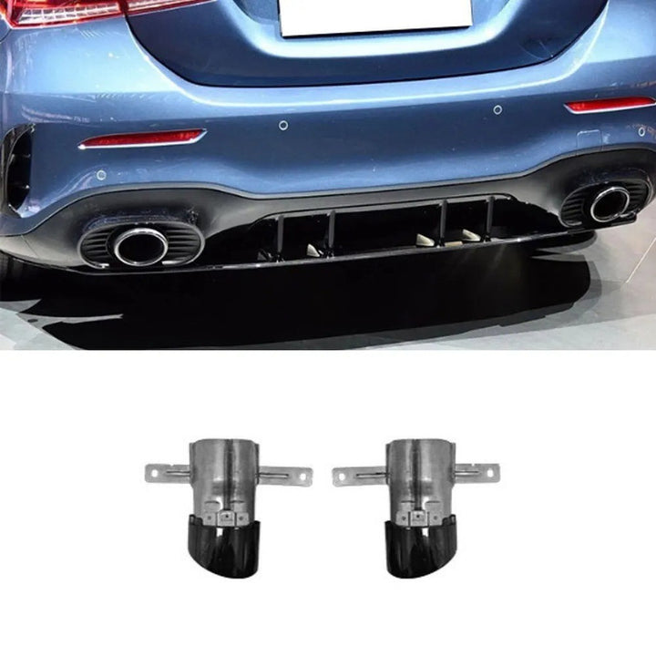 Car Craft Compatible With Mercedes Benz A Class W177 2018-2024 Rear Bumper Upgrade Convert To Amg Amg45 Exhaust Tip Pipe Single Black W177-012