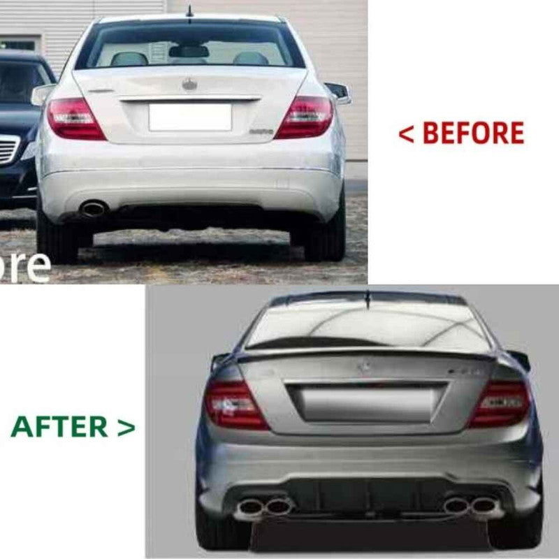 Car Craft Compatible With Mercedes Benz C Class W204 2011-2014 C63 Amg Exhaust Tip Pipe Dual Silver Chrome Gc W204-011