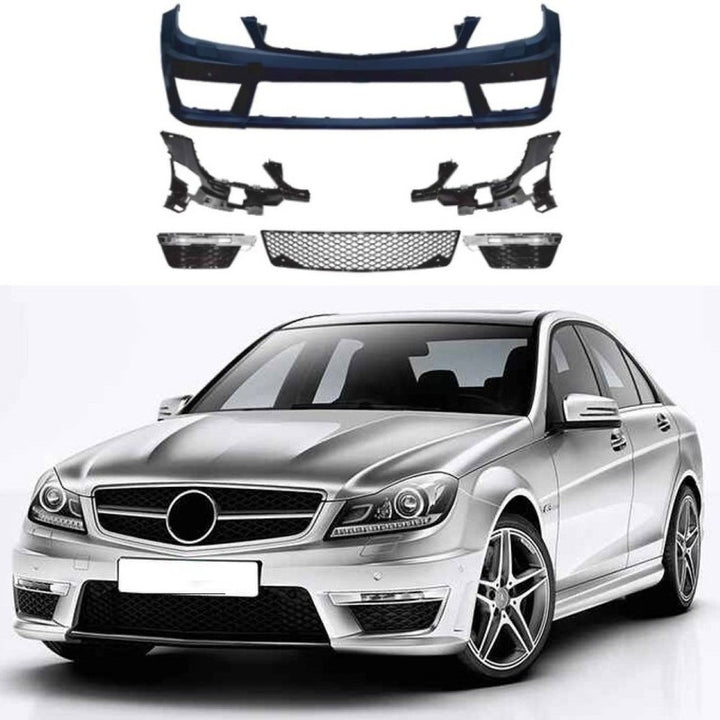 Car Craft Compatible With Mercedes Benz C Class W204 2011-2014 Front Bumper Upgrade Convert To Amg C63 Amg Bumper Bodykit Gc W204-005