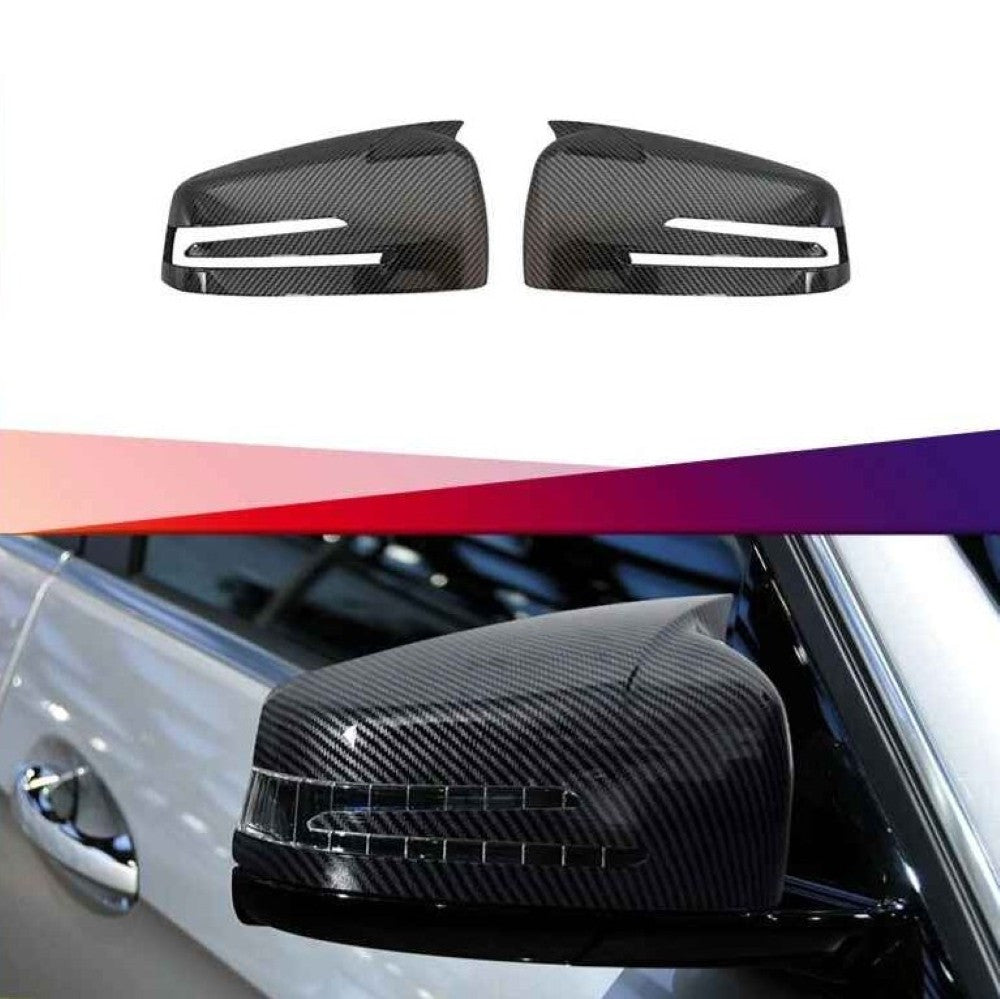 Car Craft Compatible With Mercedes A B C E S Cla Gla Class W176 W246 W204 W212 W221 W117 C117 W156 X156 2010-2018 Rear View Case Wing Cap Shell Housing Mirror Covers 3m Tape Pasting Style Carbon Fiber Look