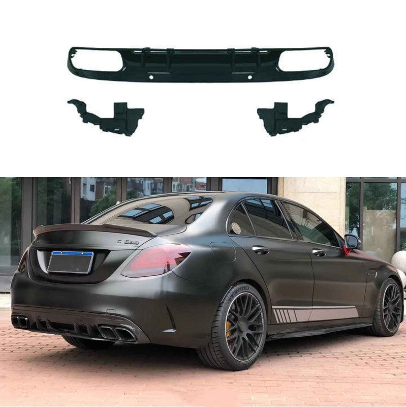 Car Craft Compatible With Mercedes Benz C Class W205 2015-2021 Amg Rear Bumper Upgrade Convert To Amg Amg C43 After Rear Lip Diffuser Classic Style Gc W205-029