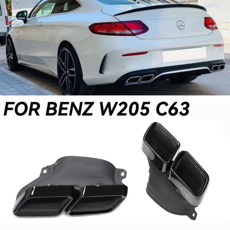 Car Craft Compatible With Mercedes Benz C Class W205 C205 Coupe 2015-2021 Rear Bumper Upgrade Convert To Amg Amg C63 Exhaust Tip Pipe Dual Black Gc W205-022