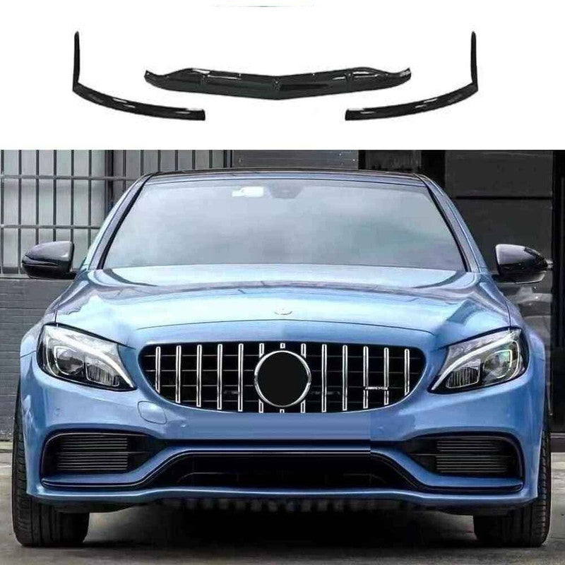 Car Craft Compatible With Mercedes Benz C Class W205 C205 Coupe 2015-2021 Amg C63 Front Bumper Lip Splitter Skirts Carbon Fiber Look Gc W205-015/016 Cf