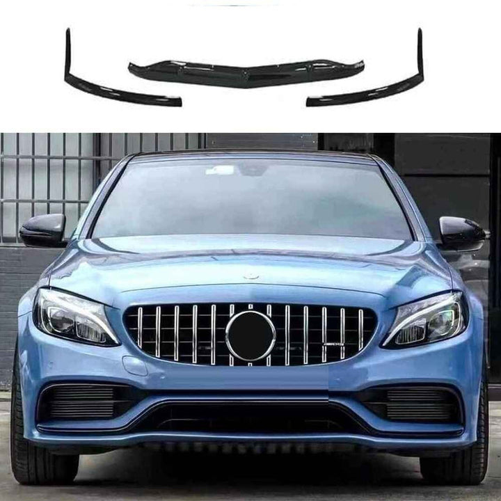 Car Craft Compatible With Mercedes Benz C Class W205 C205 Coupe 2015-2021 Amg C63 Front Bumper Lip Splitter Skirts Carbon Fiber Look Gc W205-015/016 Cf