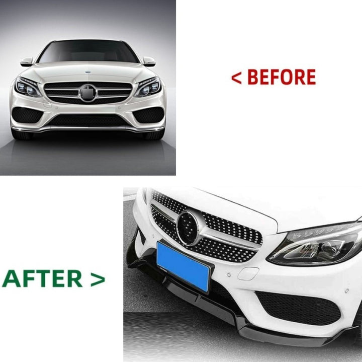 Car Craft Compatible With Mercedes Benz C Class W205 C205 Coupe 2015-2021 Classic Standard Front Bumper Lip Splitter Skirts Brabus Style Glossy Black GC
