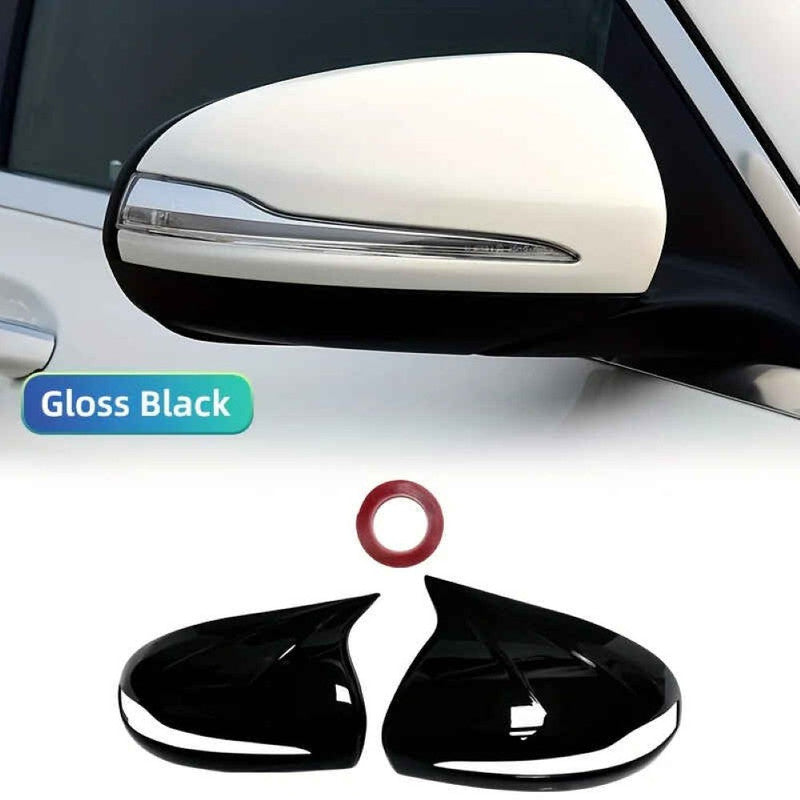Car Craft Compatible With Mercedes C E S G Glc Class W205 14-21 W213 W238 16-21 W222 14-25 C253 W253 18-24 Rear View Case Wing Cap Shell Housing Mirror Covers 3m Tape Pasting Style Glossy Black