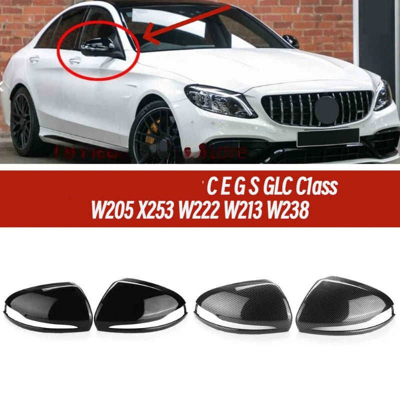 Car Craft Compatible With Mercedes C E S G Glc Class W205 14-21 W213 W238 16-21 W463 18-25 W222 14-25 C253 W253 18-24 Rear View Case Wing Cap Shell Housing Mirror Covers Replacement Style Glossy Black