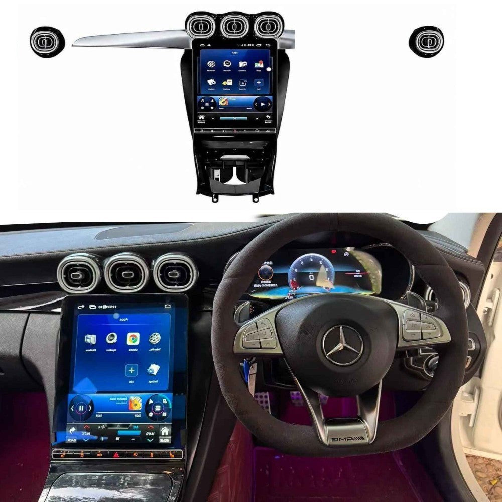 Car Craft Compatible With Mercedes Glc W253 X253 C Class W205 V Class W447 Android Multimedia Infotainment Player Carplay 4gb+64gb 12.5 Inch Tesla Style With Ambient Light Led Ac Air Vent Grill Cover Ntg 5.0
