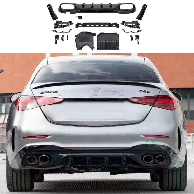 Car Craft Compatible With Mercedes Benz C Class W206 2022-2025 Amg Rear Bumper Upgrade Convert To Amg Amg C63 After Rear Lip Diffuser Gc W206-005