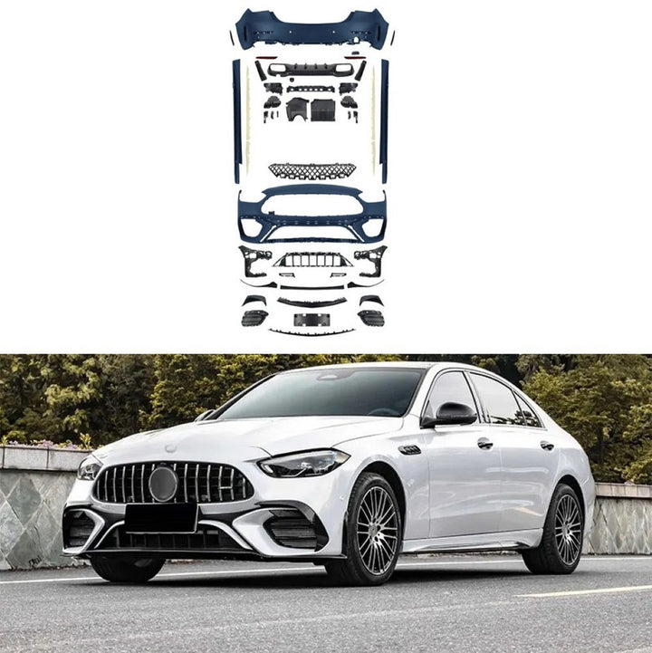 Car Craft Compatible With Mercedes Benz C Class W206 2022-2025 Front Rear Bumper Side Skirt Diffuser Exhaust Tip Upgrade Convert To Amg Amg C63 Bumper Bodykit W206-010