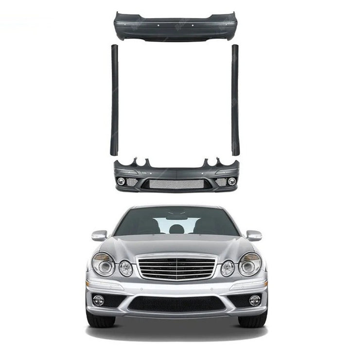 Car Craft Compatible With Mercedes Benz E Class W211 2007-2009 Front Rear Bumper Upgrade Convert To Amg C63 Bumper Bodykit Side Skirts With Fog Lamp W211-004 Gc