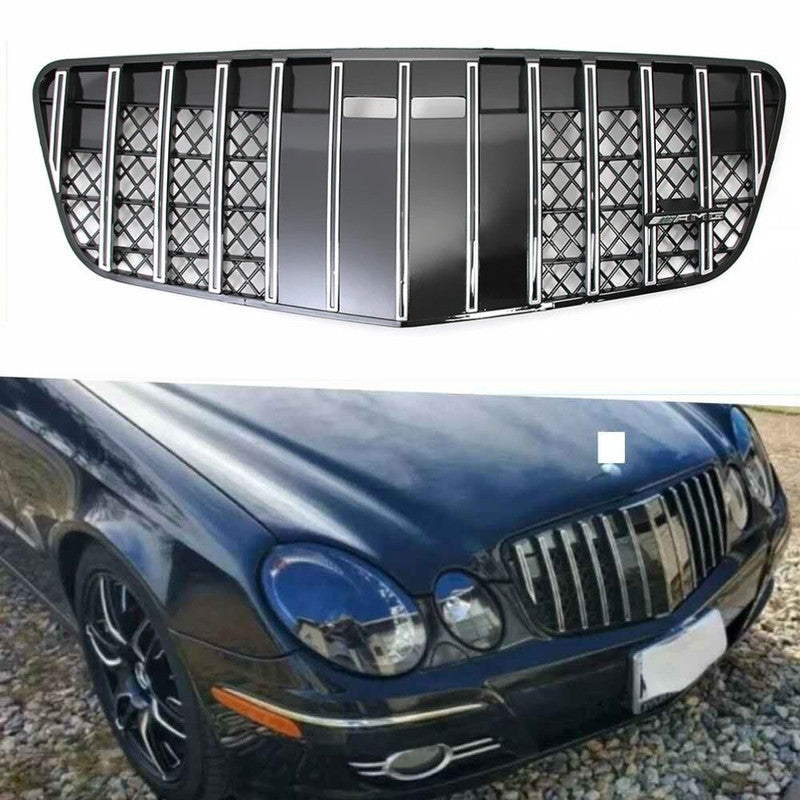 Car Craft Compatible With Mercedes Benz E Class W211 2007-2009 Front Bumper Upgrade Convert To Amg C63 Show Grill Gtr Silver GC