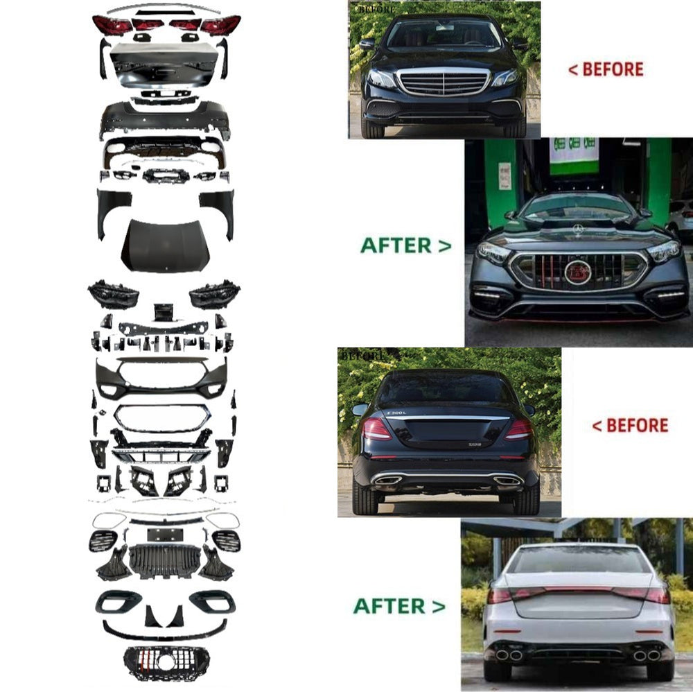 Car Craft Compatible With Mercedes Benz E Class W213 2017-2024 To W214 Lci 2025+ Amg Brabus Bbs Sports Upgrade Facelift Conversion Convert Bodykit Bumper Hood Headlight Taillight B4 - CAR CRAFT INDIA