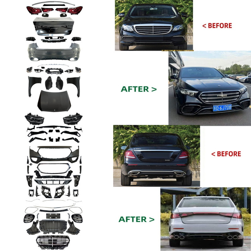 Car Craft Compatible With Mercedes Benz E Class W213 2017-2024 To W214 Lci 2025+ Amg E63 Sports Upgrade Facelift Conversion Convert Bodykit Bumper Hood Headlight Taillight B4 - CAR CRAFT INDIA