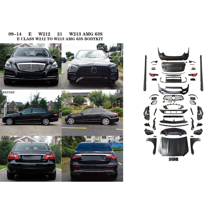 Car Craft Compatible With Mercedes Benz E Class W212 2009-2013 To W213 Lci 2021+ Amg 63 Upgrade Facelift Conversion Bodykit Bumper Hood Headlight Taillight CC-6355 - CAR CRAFT INDIA