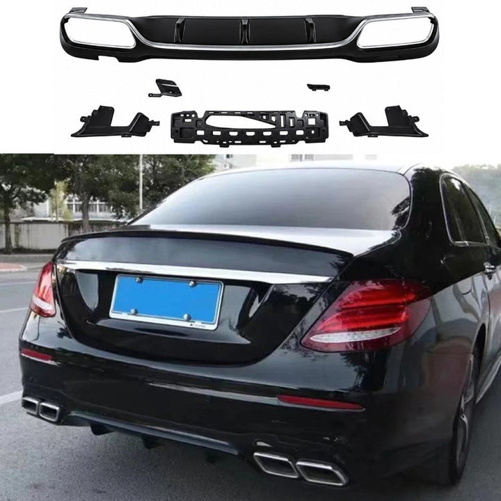 Car Craft Compatible With Mercedes Benz E Class W213 2016-2020 Upgrade Facelift Convert To Amg E63 Amg63 Bodykit Rear Bumper After Lip Diffuser Skirt Silver Gc W213-017