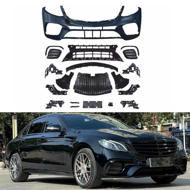 Car Craft Compatible With Mercedes Benz E Class W213 2016-2020 Upgrade Facelift Convert To Amg E63s Classic Amg63 Bodykit Front Bumper Skirt Trim Gc W213-014