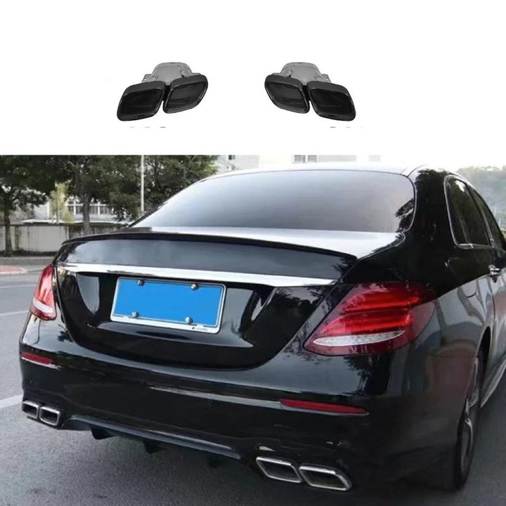Car Craft Compatible With Mercedes Benz E Class W213 2016-2020 Upgrade Facelift Convert To Amg E63 Amg63 Bodykit Rear Bumper Exhaust Pipe Tip Black Gc W213-020