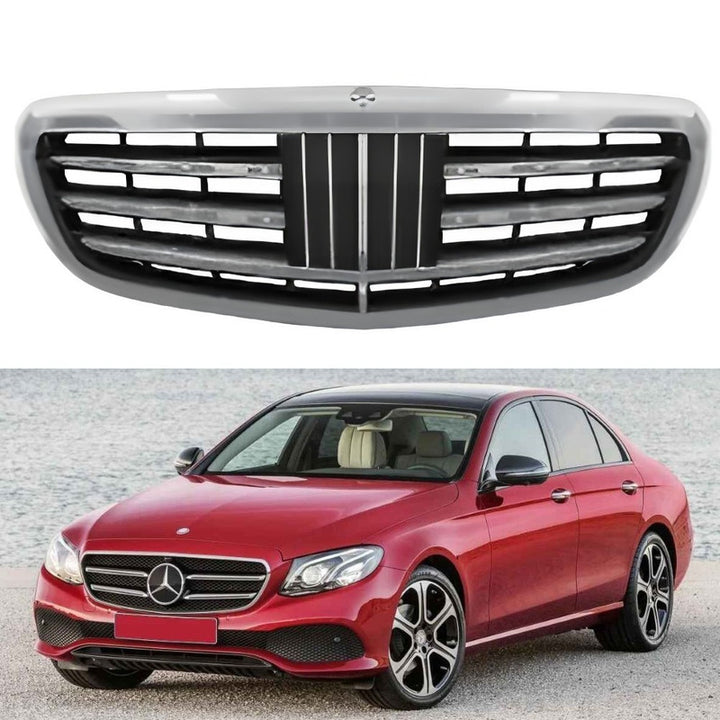 Car Craft Compatible With Mercedes Benz E Class W213 C238 2016-2020 Front Bumper Show Grill Classic Style Silver Gc W213-009