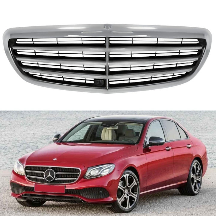 Car Craft Compatible With Mercedes Benz E Class W213 C238 2016-2020 Front Bumper Show Grill Classic Style Silver Gc W213-011