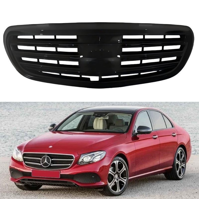 Car Craft Compatible With Mercedes Benz E Class W213 C238 2016-2020 Front Bumper Show Grill Classic Style Black Gc W213-010