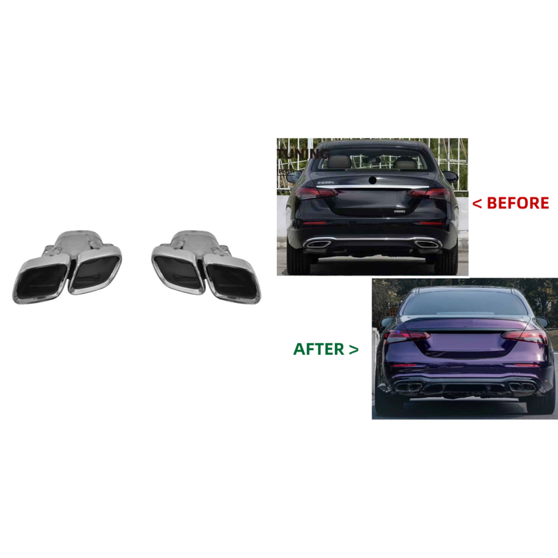 Car Craft Compatible With Mercedes Benz E Class W213 Lci 2021-2023 Upgrade Facelift Convert To Amg Amge63 E63 Bodykit Rear Bumper Exhaust Pipe Tip Silver Gc W213-039