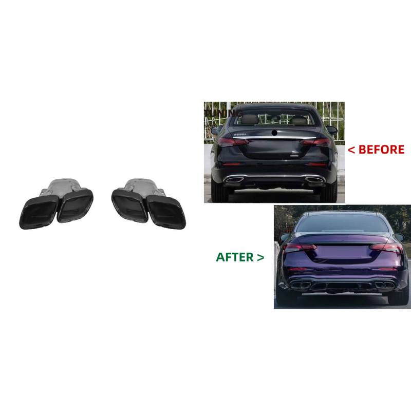 Car Craft Compatible With Mercedes Benz E Class W213 Lci 2021-2023 Upgrade Facelift Convert To Amg Amge63 E63 Bodykit Rear Bumper Exhaust Pipe Tip Black Gc W213-040
