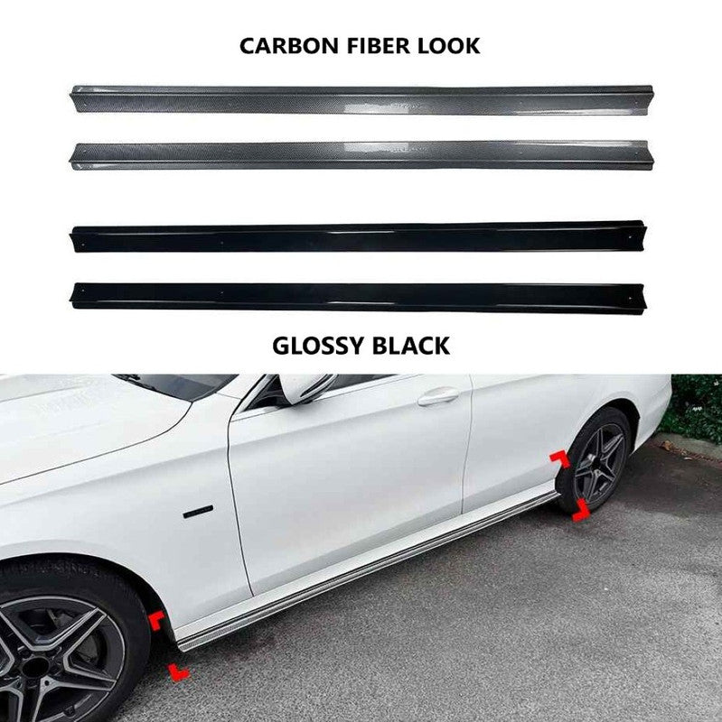 Car Craft Compatible With Mercedes Benz E Class W213 2016-2024 Amg Side Skirt Extension Splitter Running Board Trim Cover Zst-1053 Gb Glossy Black - CAR CRAFT INDIA