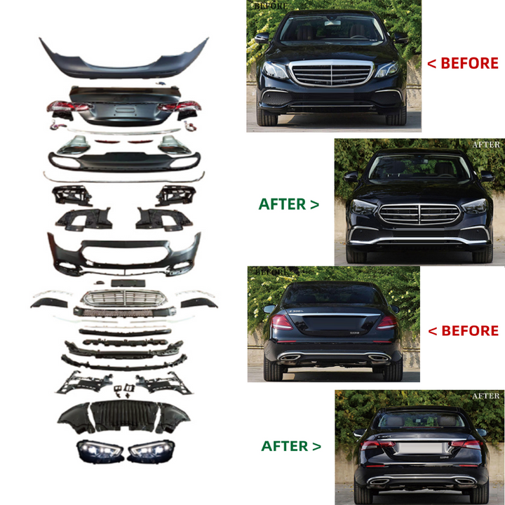 Car Craft Compatible With Mercedes Benz E Class W213 2016-2020 To W213 Lci 2021+ Executive Upgrade Facelift Conversion Bodykit Bumper Hood Headlight Taillight CC-6360