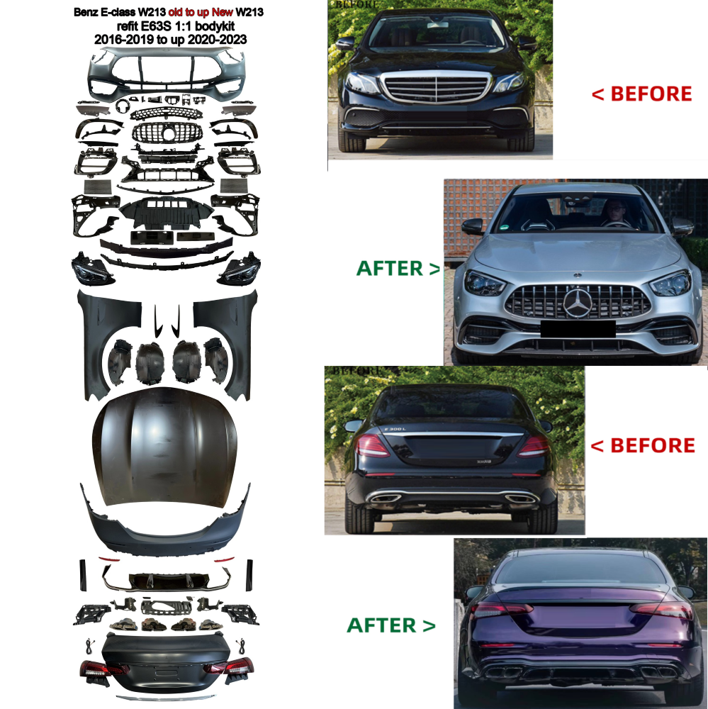 Car Craft Compatible With Mercedes Benz E Class W213 2016-2019 Upgrade Facelift Convert To E63s Amg 1:1 Bodykit Bumper Hood Fender CC-8912