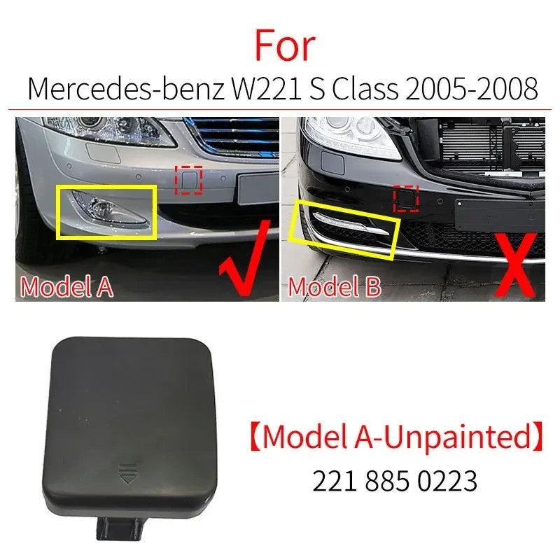 Car Craft Compatible With Mercedes S Class W221 2005-2014 Front Bumper Trailer Tow Towing Hook Hole Cover 2218850223 Unpainted Model A - CAR CRAFT INDIA