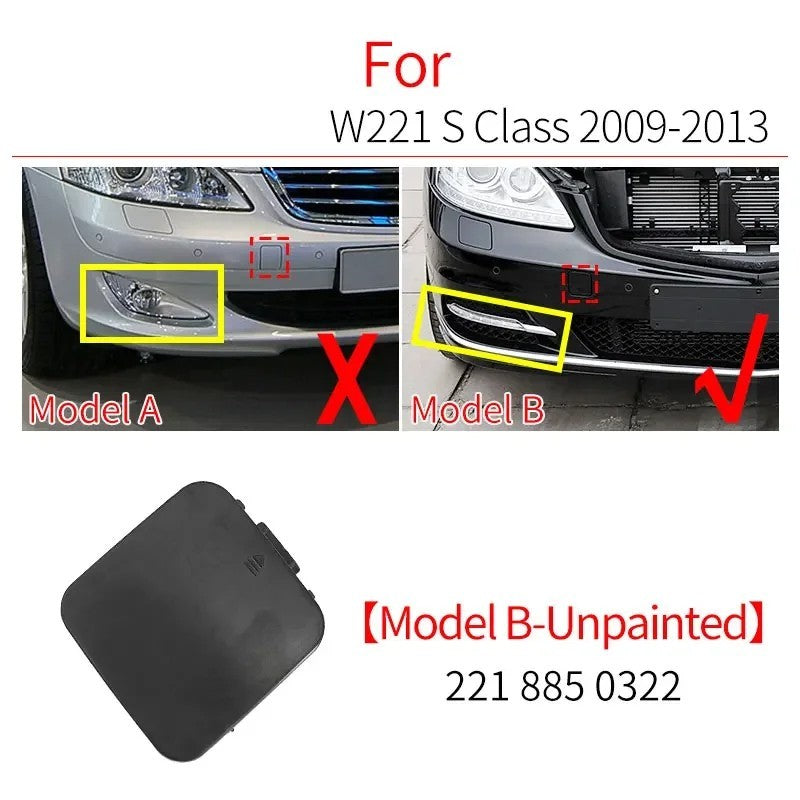Car Craft Compatible With Mercedes S Class W221 2005-2014 Front Bumper Trailer Tow Towing Hook Hole Cover 2218850322 Unpainted Model B - CAR CRAFT INDIA