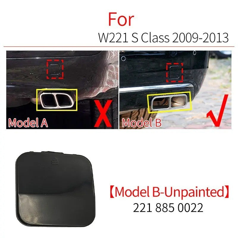 Car Craft Compatible With Mercedes S Class W221 2010-2014 Rear Amg Bumper Trailer Tow Towing Hook Hole Cover 2218850323 Unpainted Model B - CAR CRAFT INDIA